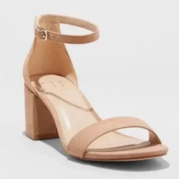 Women's Michaela Mid Block Heel Sandal Pumps Taupe - A New Day 6.5 - Picture 1 of 5